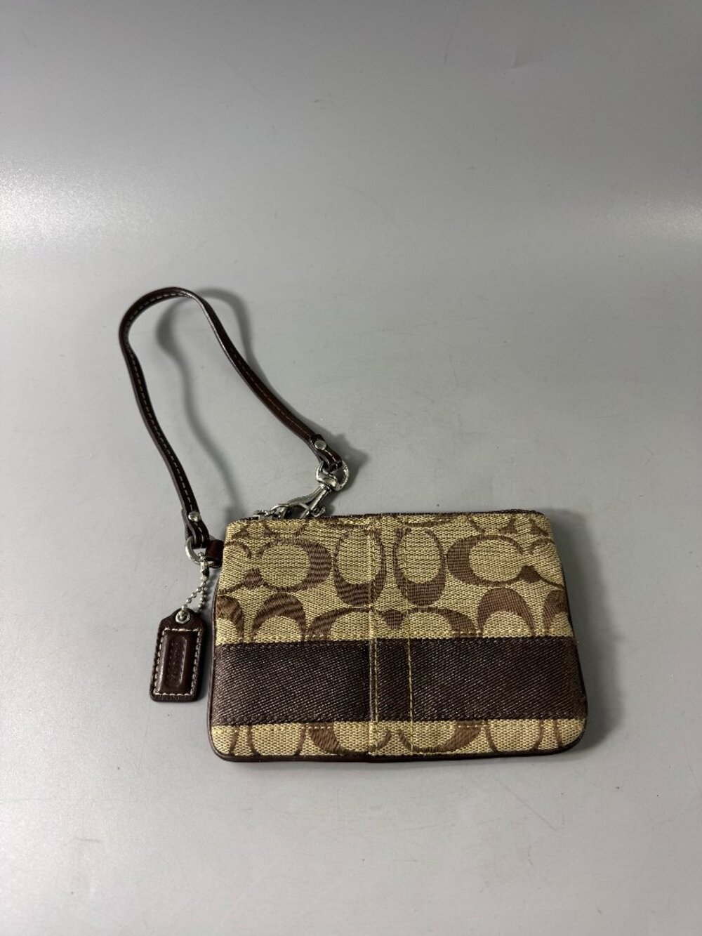 Authentic Coach CC Monogram Canvas Horizontal Sateen Strip Wristlet